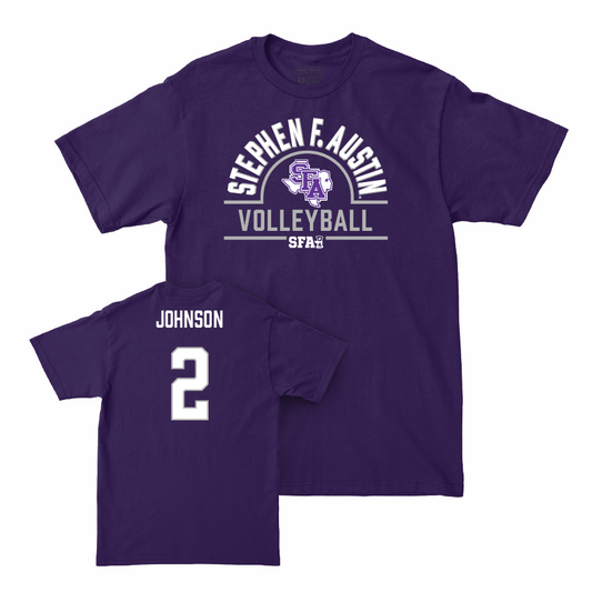 SFA Women's Beach Volleyball Purple Arch Tee - Kelly Johnson