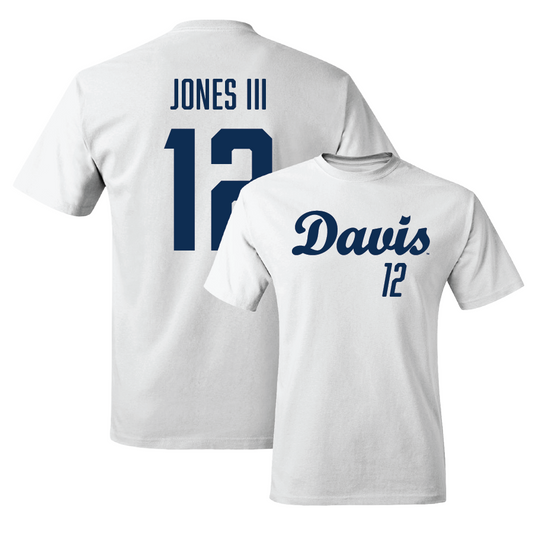 UC Davis Football White Script Comfort Colors Tee - Zachary Jones III