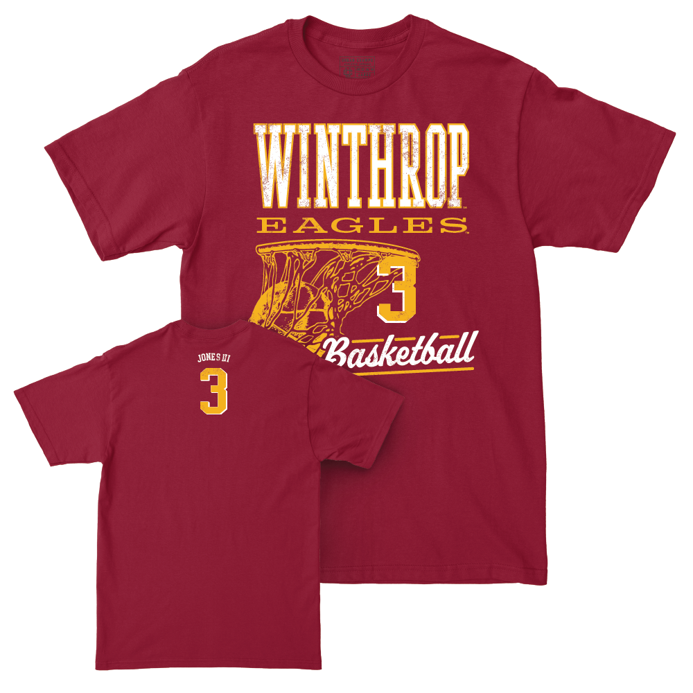 Winthrop Men's Basketball Maroon Hoops Tee  - Paul Jones III