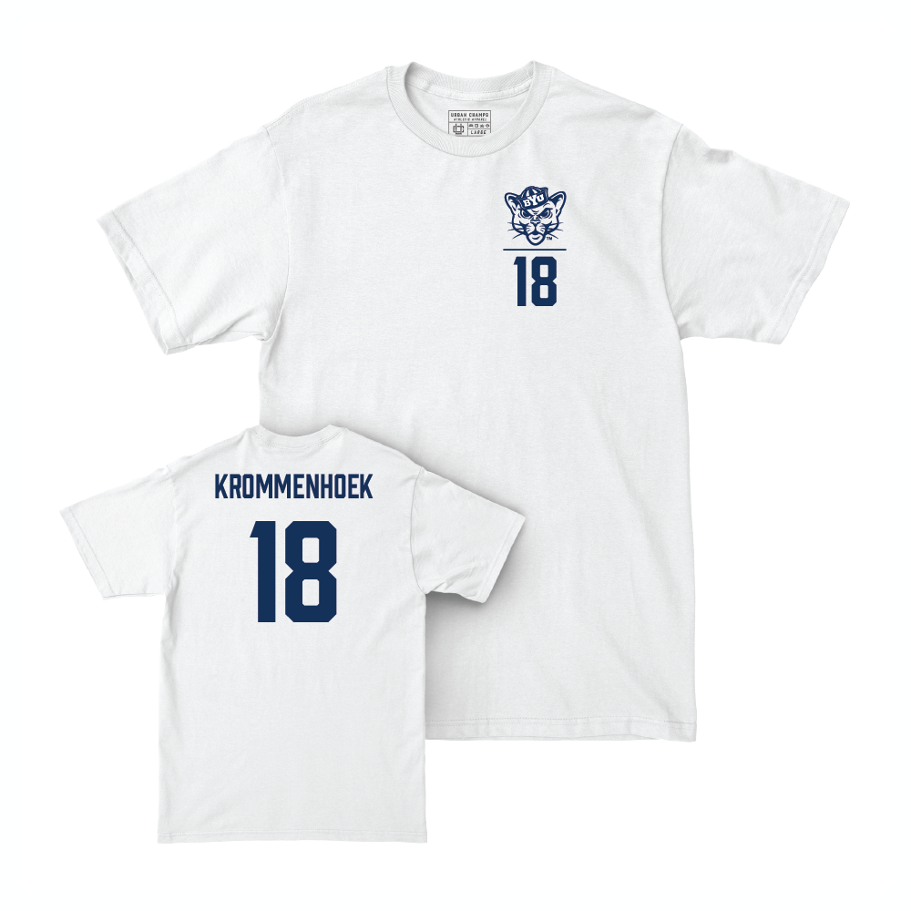BYU Men's Soccer White Logo Comfort Colors Tee  - Mika Krommenhoek