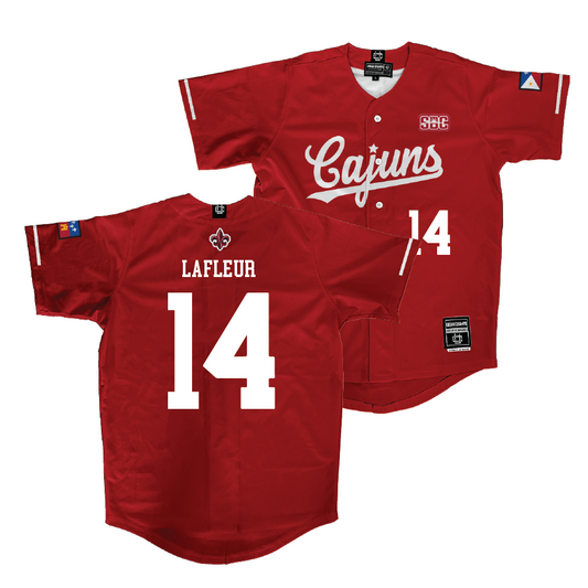 Louisiana Baseball Red Vintage Jersey - Trey LaFleur | #14