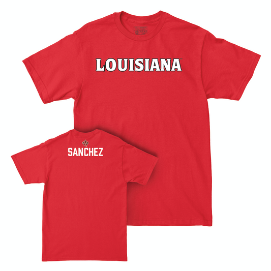 Louisiana Men's Tennis Red Wordmark Tee - Alejandro Sanchez Small
