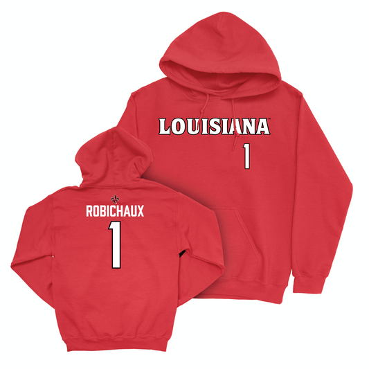 Louisiana Baseball Red Wordmark Hoodie - Ben Robichaux Small