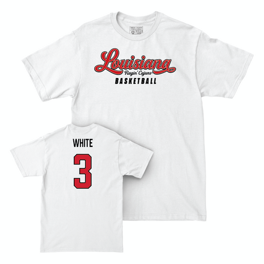 Louisiana Men's Basketball White Script Comfort Colors Tee - Chancellor White Small