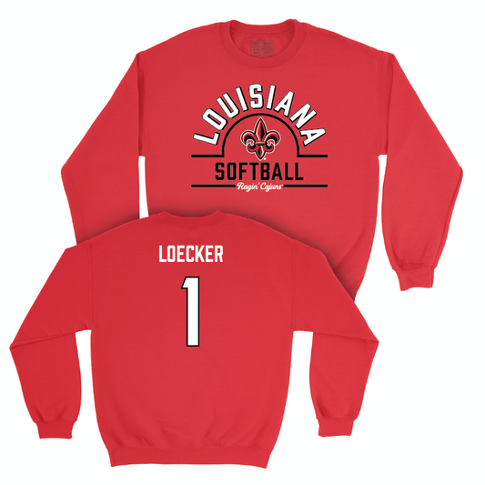 Louisiana Softball Red Arch Crew - Denali Loecker Small
