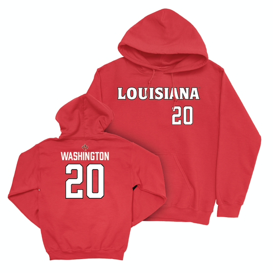Louisiana Football Red Wordmark Hoodie - Dre'lyn Washington Small