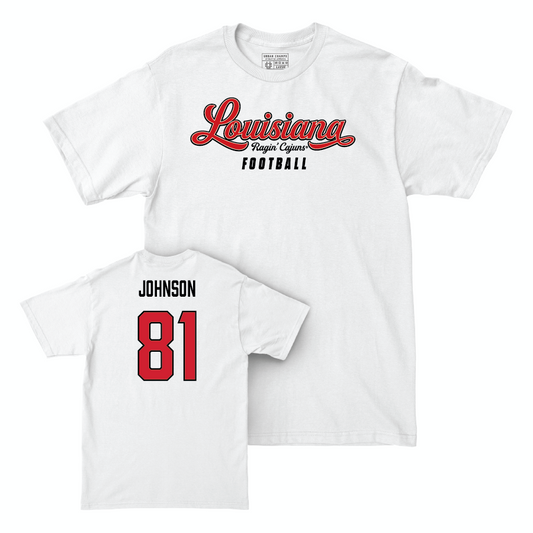 Louisiana Football White Script Comfort Colors Tee - Jaydon Johnson Small