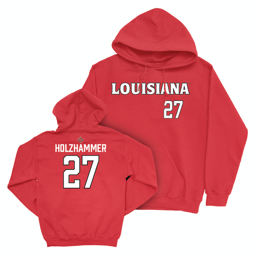 Louisiana Baseball Red Wordmark Hoodie  - Matthew Holzhammer Small