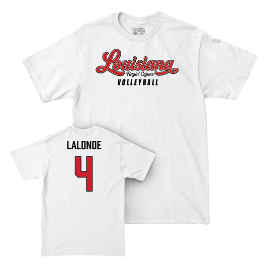 Louisiana Women's Volleyball White Script Comfort Colors Tee  - Caroline Lalonde