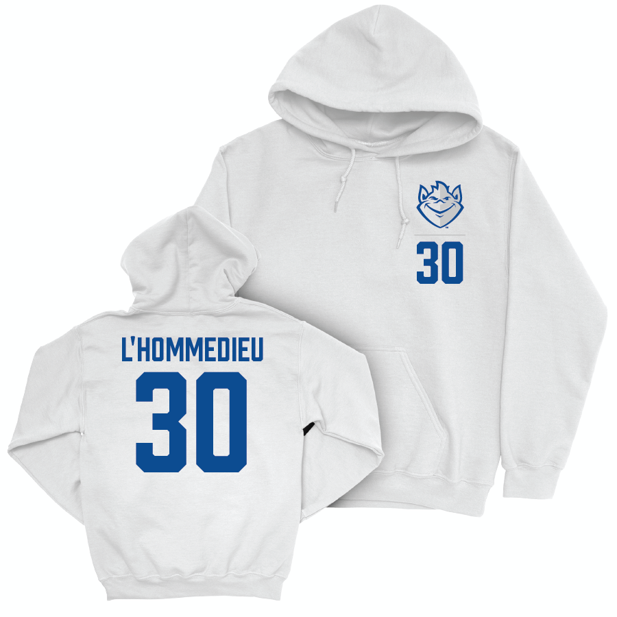 Saint Louis Men's Soccer White Logo Hoodie  - Greg L’Hommedieu