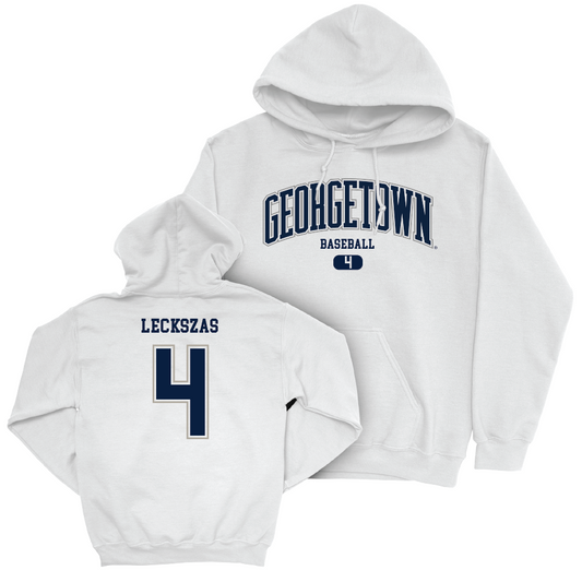 Georgetown Baseball White Arch Hoodie   - Kai Leckszas
