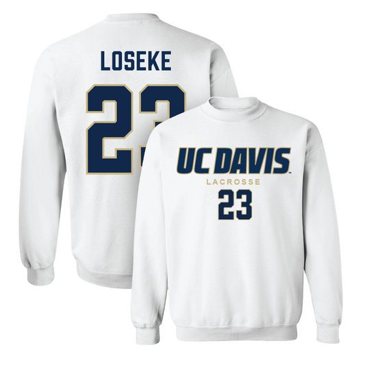 UC Davis Women's Lacrosse White Classic Crew  - Reese Loseke