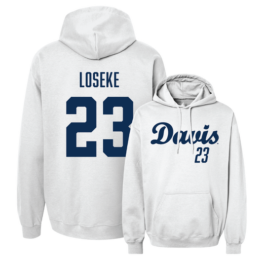 UC Davis Women's Lacrosse White Script Hoodie  - Reese Loseke