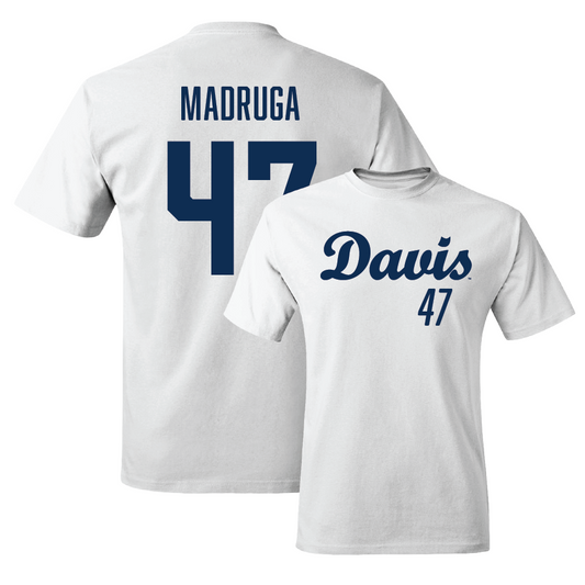 UC Davis Football White Script Comfort Colors Tee - Macray Madruga