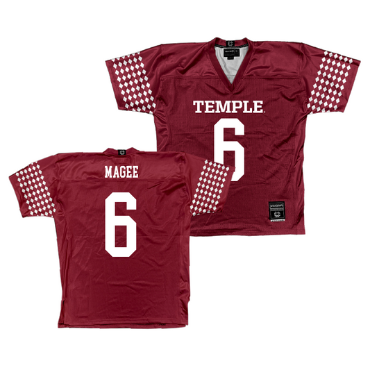 Temple Cherry Football Jersey - Jordan Magee | #6