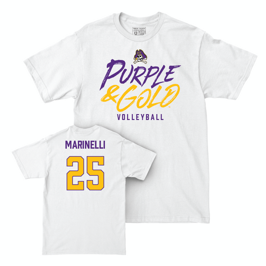 East Carolina Women's Volleyball White Color Rush Comfort Colors Tee  - Isabella Marinelli