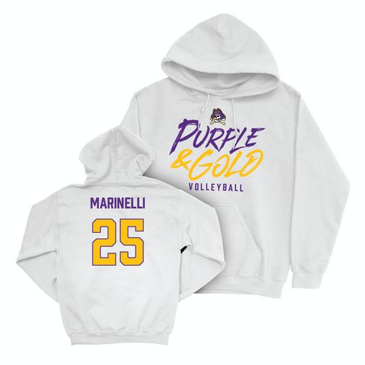 East Carolina Women's Volleyball White Color Rush Hoodie  - Isabella Marinelli