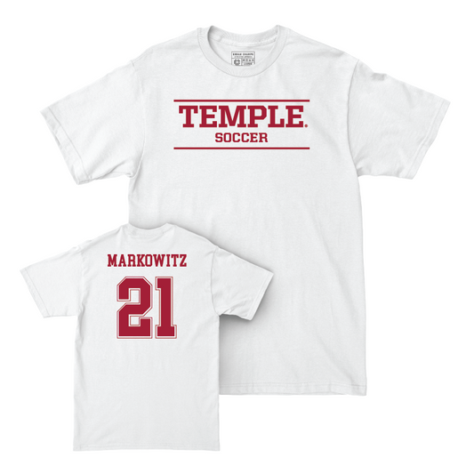 Temple Men's Soccer White Classic Comfort Colors Tee  - Aaron Markowitz
