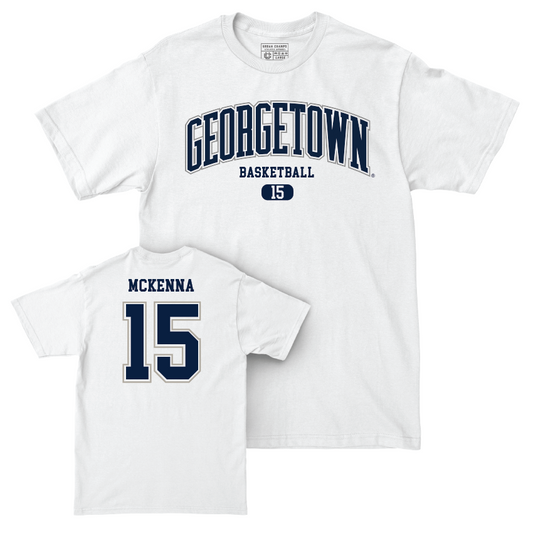 Georgetown Men's Basketball White Arch Comfort Colors Tee  - Drew McKenna
