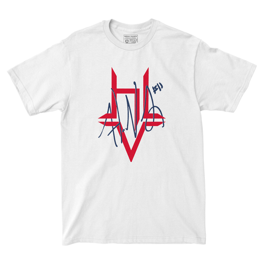 EXCLUSIVE RELEASE: Hailey Van Lith - Red White and Blue Woven Logo Tee - White