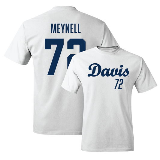 UC Davis Football White Script Comfort Colors Tee - Miles Meynell