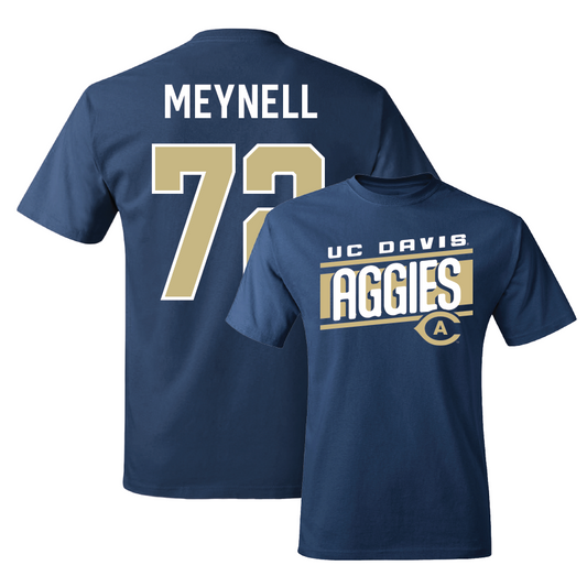 UC Davis Football Navy Slant Tee - Miles Meynell