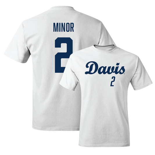 UC Davis Football White Script Comfort Colors Tee - Mario Minor