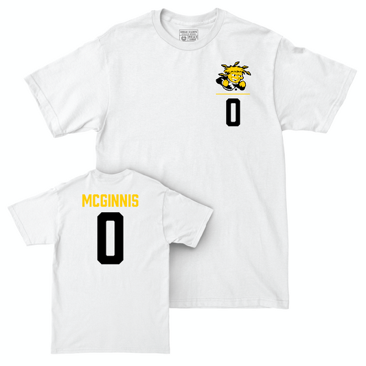 Wichita State Men's Basketball White Logo Comfort Colors Tee  - AJ McGinnis