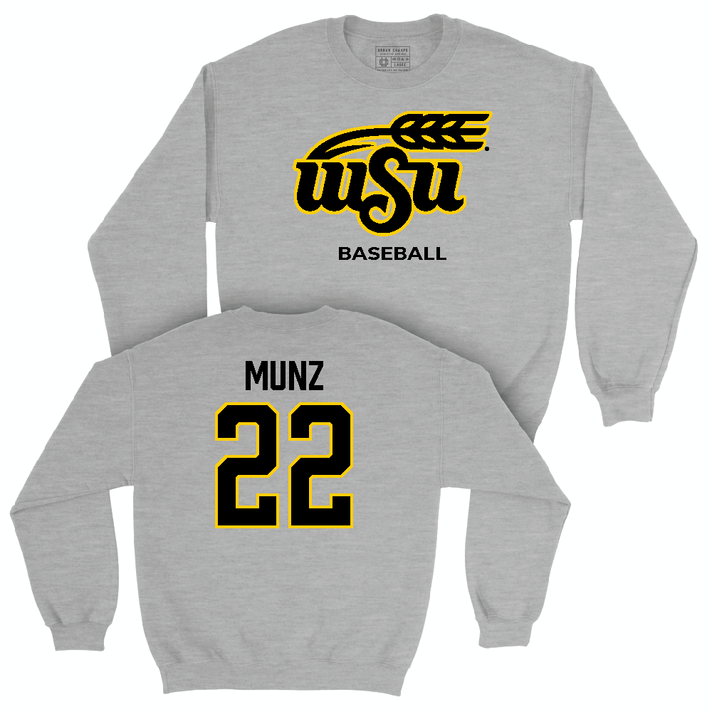 Wichita State Baseball Sport Grey Stacked Crew  - Mason Munz