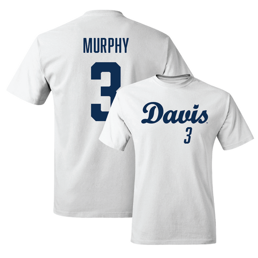 UC Davis Baseball White Script Comfort Colors Tee  - Jaxon Murphy