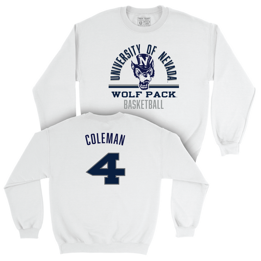 Nevada Men's Basketball White Classic Crew - Tre Coleman Youth Small