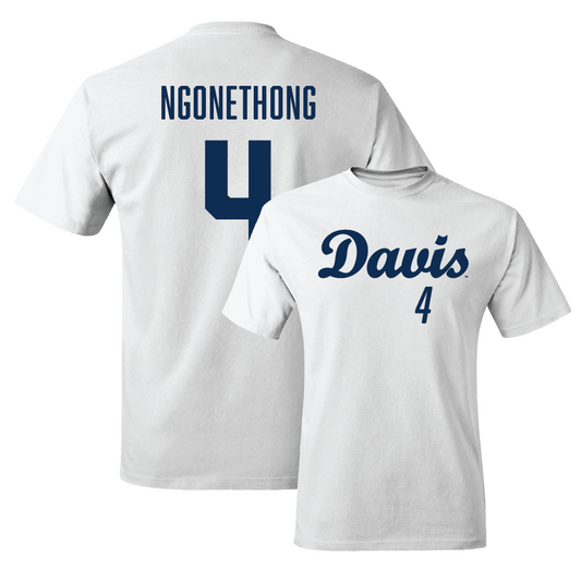 UC Davis Men's Soccer White Script Comfort Colors Tee - Ian Ngonethong