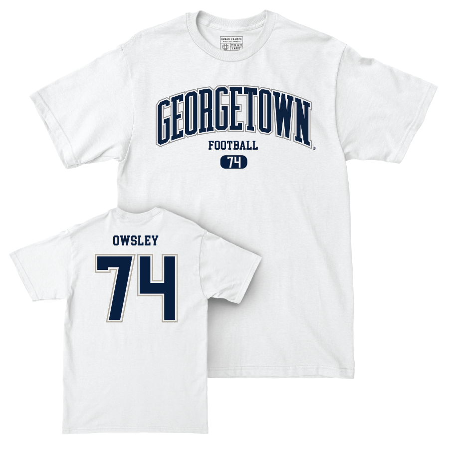 Georgetown Football White Arch Comfort Colors Tee  - Mansfield Owsley