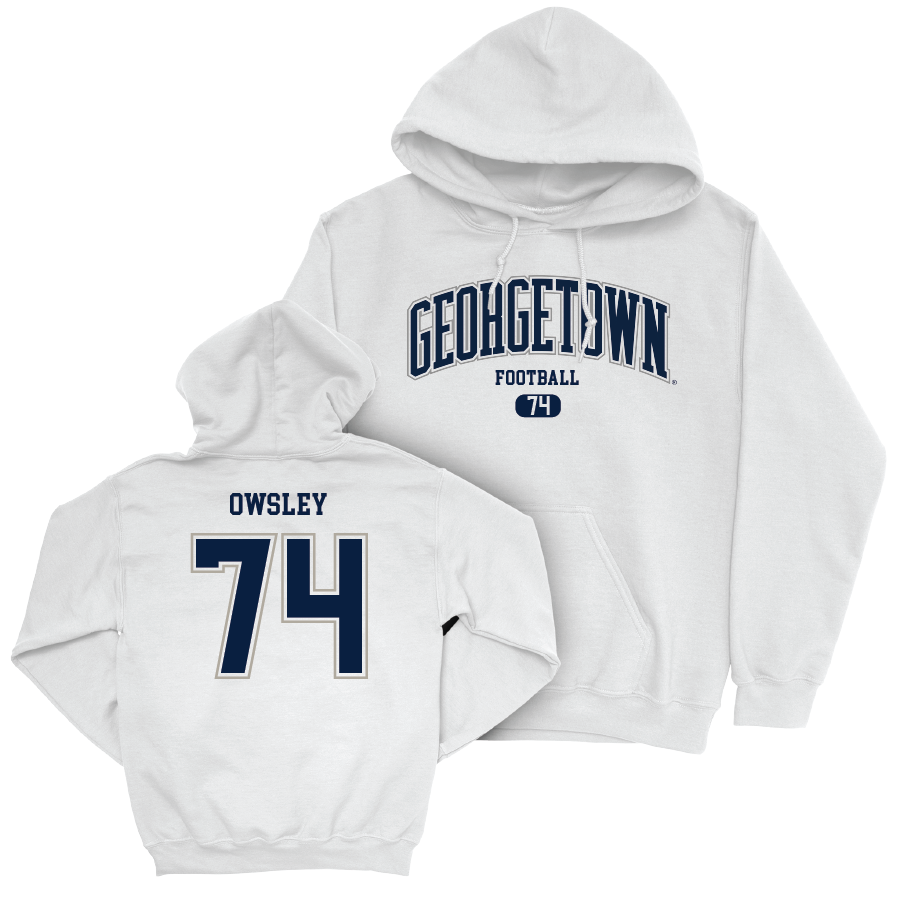 Georgetown Football White Arch Hoodie  - Mansfield Owsley