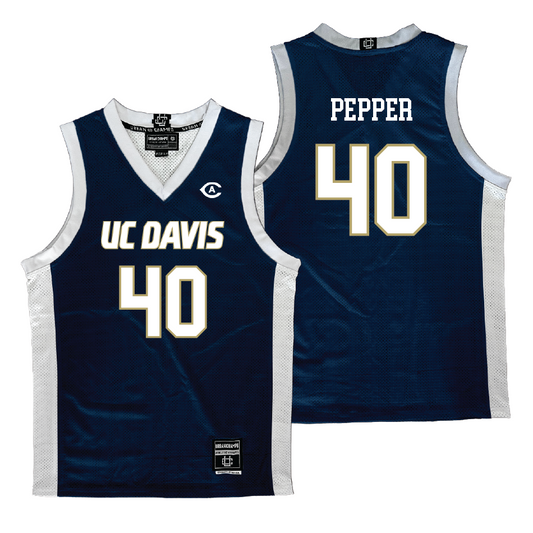 UC Davis Men's Basketball Navy Jersey - Elijah Pepper | #40
