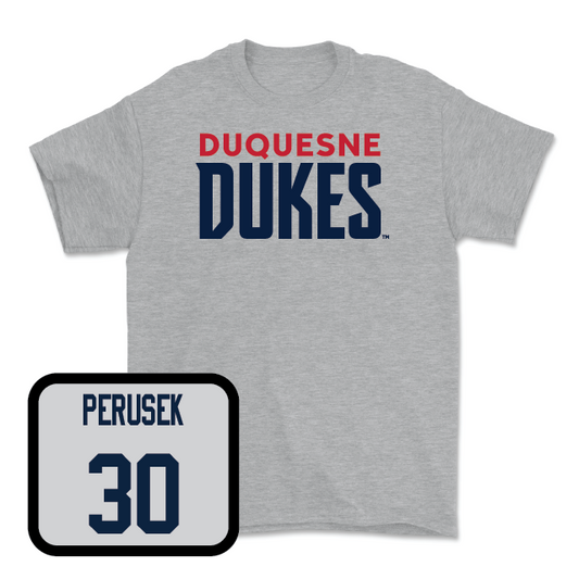 Duquesne Men's Basketball Sport Grey Lock Tee - Lucas Perusek