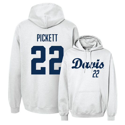 UC Davis Football White Script Hoodie - Laviel Pickett