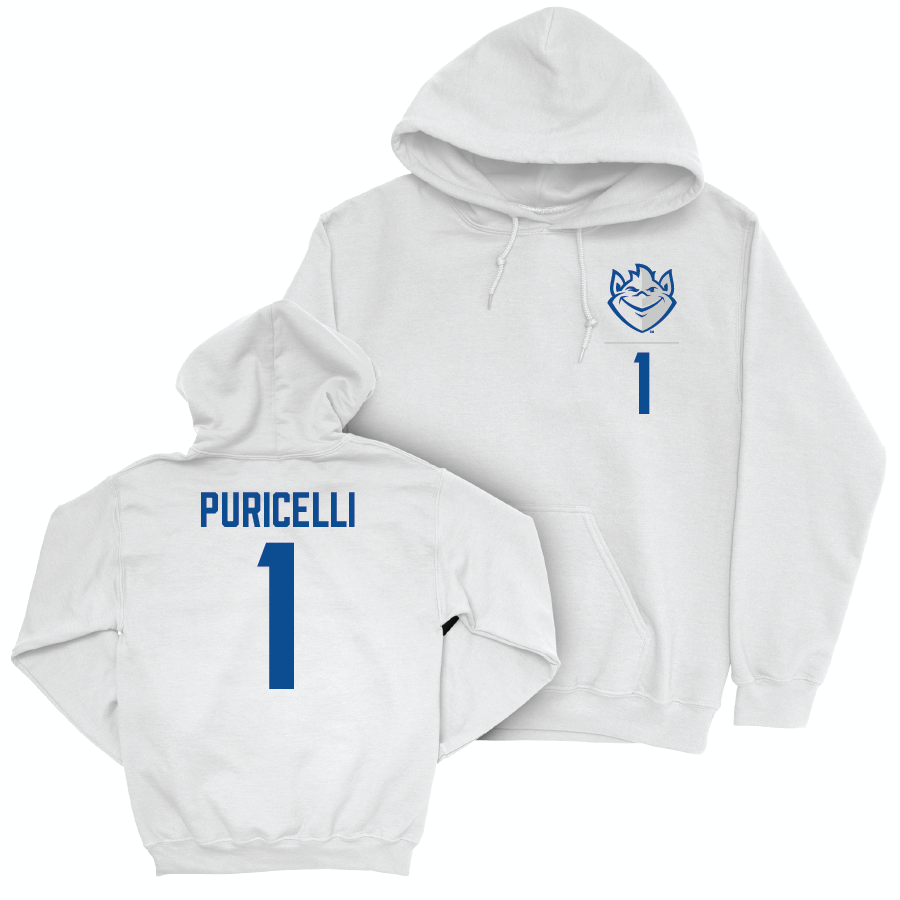 Saint Louis Women's Soccer White Logo Hoodie  - Emily Puricelli