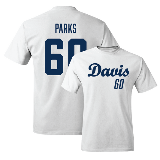 UC Davis Football White Script Comfort Colors Tee - Jake Parks