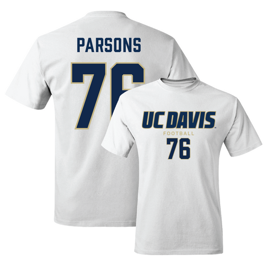 UC Davis Football White Classic Comfort Colors Tee - Jake Parsons