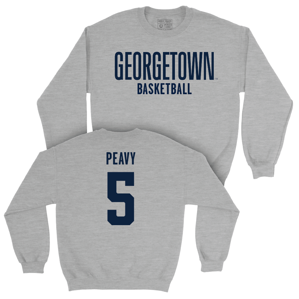 Georgetown Men's Basketball Sport Grey Wordmark Crew  - Micah Peavy
