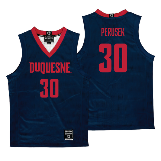 Duquesne Men's Basketball Navy Jersey - Lucas Perusek | #30