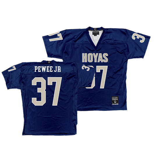 Georgetown Football Navy Jersey - Kolubah Pewee Jr.