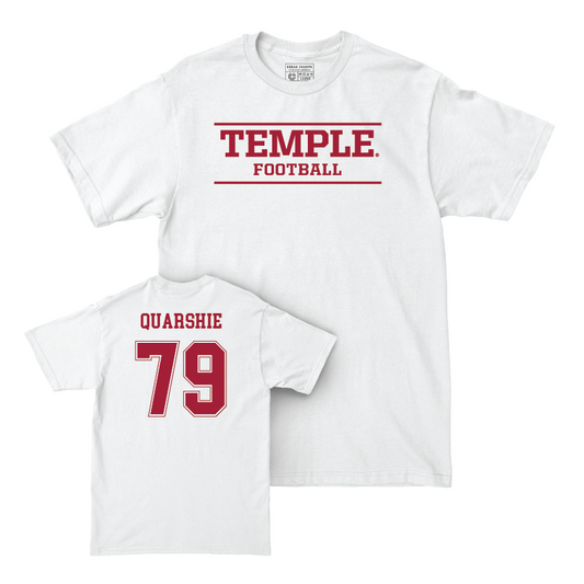 Temple Football White Classic Comfort Colors Tee  - Wisdom Quarshie