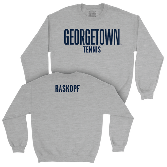 Georgetown Men's Tennis Sport Grey Wordmark Crew  - Derek Raskopf