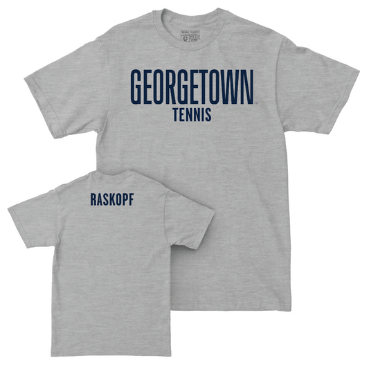 Georgetown Men's Tennis Sport Grey Wordmark Tee  - Derek Raskopf