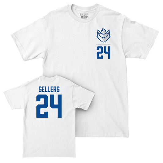 Saint Louis Men's Soccer White Logo Comfort Colors Tee  - Braydon Sellers
