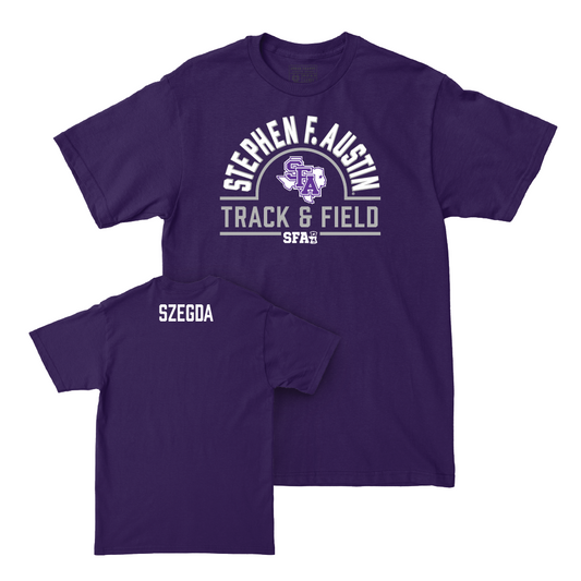 SFA Men's Track & Field Purple Arch Tee - Cole Szegda Youth Small