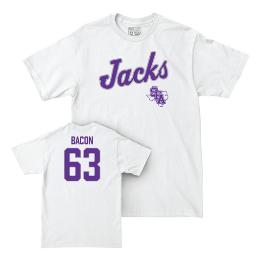 SFA Football White Script Comfort Colors Tee - Jack Bacon Youth Small