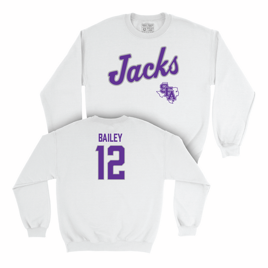 SFA Women's Soccer White Script Crew - Jayme Bailey Youth Small